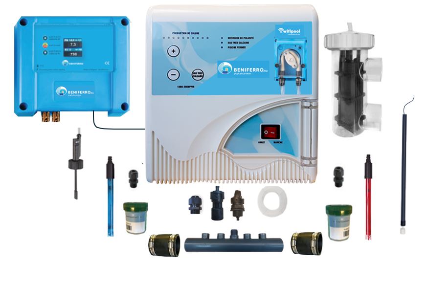 Salzelektrolyse LS (niedrigem Salzgehalt) pH-/Chlorregelung - Selbstbausatz für Becken von 30m³ bis 125m³