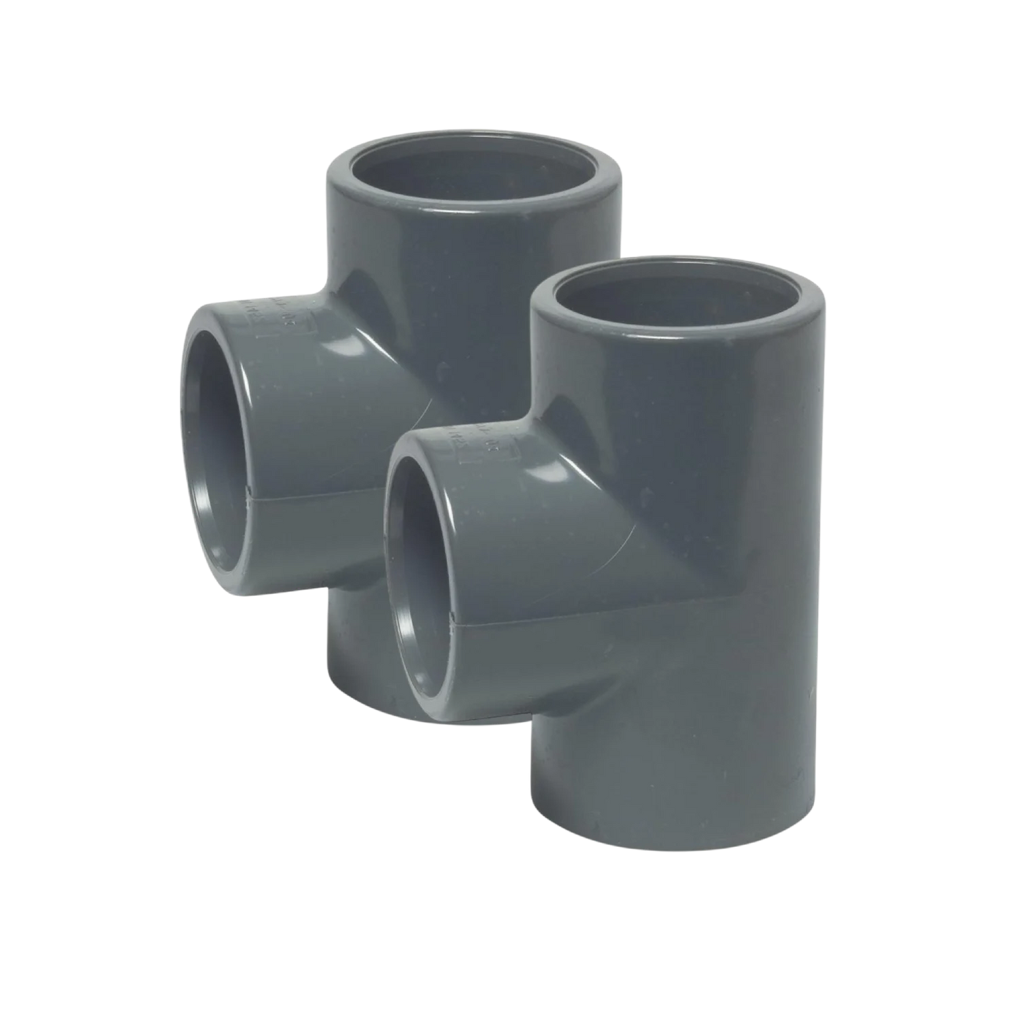2x T-Stück 90° - PVC 50 mm Klebemuffe 16 bar (2 Stück)