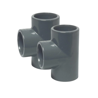2x T-Stück 90° - PVC 50 mm Klebemuffe 16 bar (2 Stück)