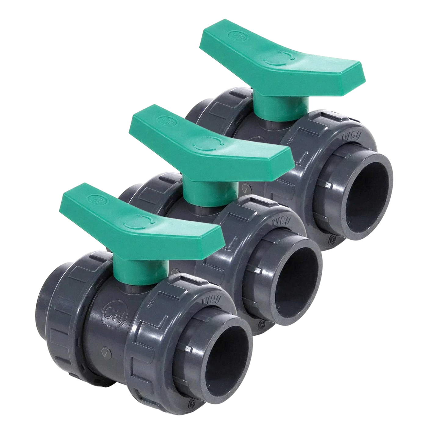 3x Demontierbarer manueller Kugelhahn 50 mm (3 Stück)