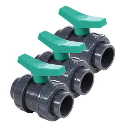3x Demontierbarer manueller Kugelhahn 50 mm (3 Stück)
