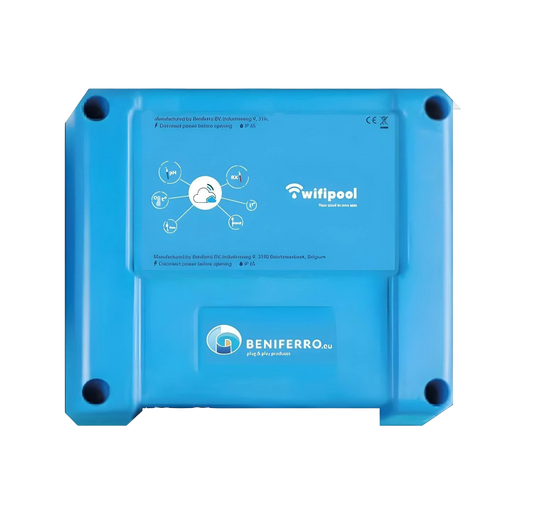 WiFiPOOL Connect-PRO Mess-/Steuerbox erweiterbar mit pH-, RX-, 3x Temperatur-, Durchfluss-, 3x Füllstands-, Druck- und Leitfähigkeitsmessung - Ethernet-Anschluss +  4 Steckern
