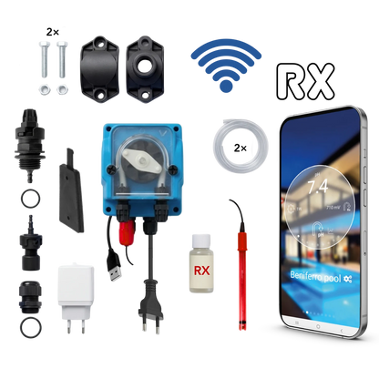 WiFiPOOL UNO RX Chlor Dosierpumpe - komplettes Installationskit - Schwimmbad bis 150m³