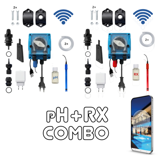 WiFiPOOL UNO pH + RX Dosierpumpen Gen-1 - Komplett-Installationskit - Pool bis 150m³