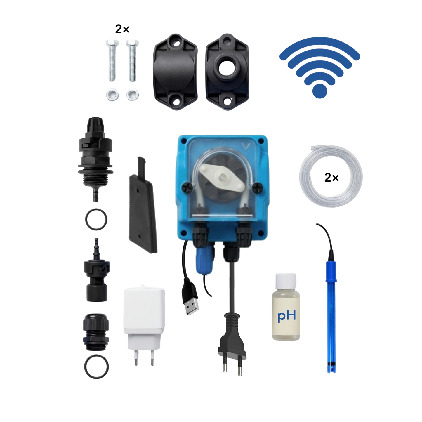 WiFiPOOL UNO pH + RX Dosierpumpen Gen-1 - Komplett-Installationskit - Pool bis 150m³