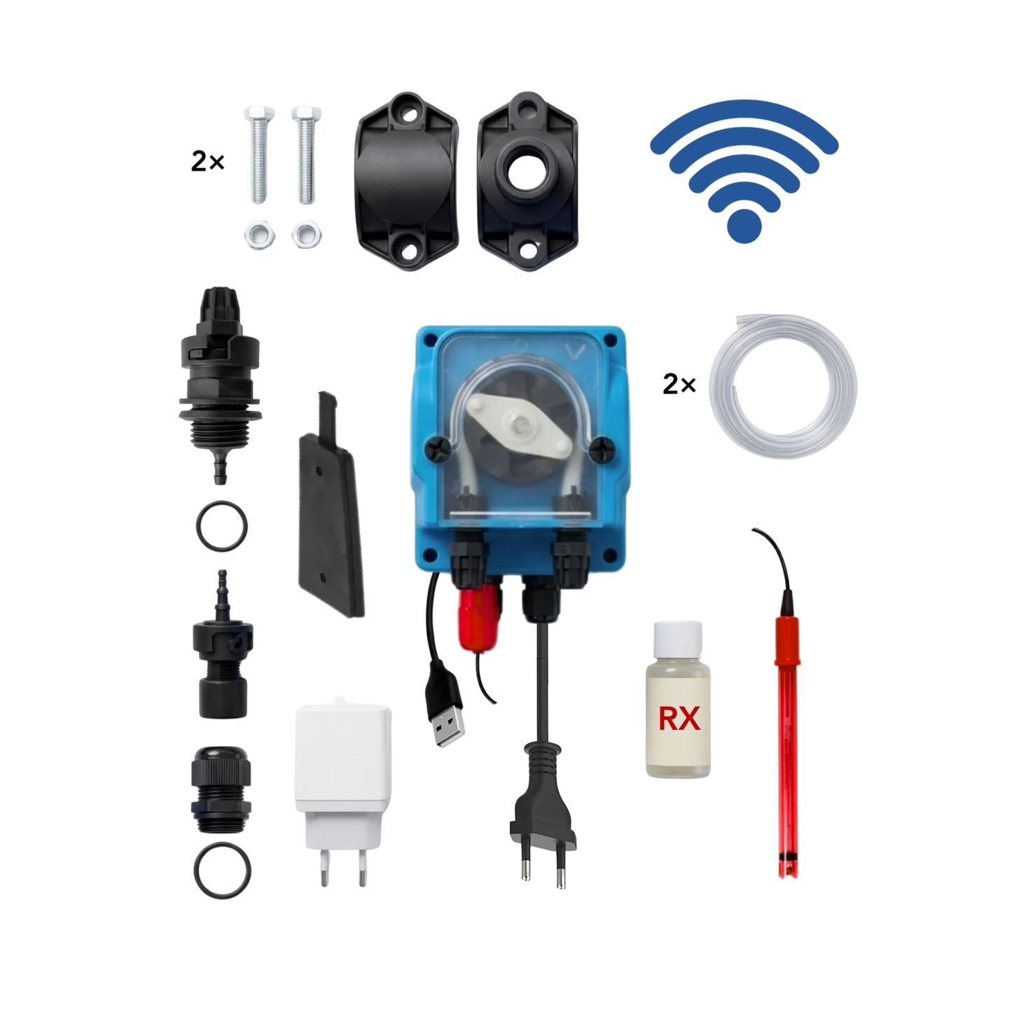 WiFiPOOL UNO RX Chlor Dosierpumpe - komplettes Installationskit - Schwimmbad bis 150m³