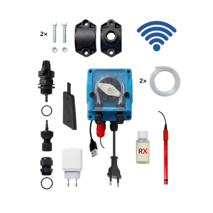 WiFiPOOL UNO RX Chlor Dosierpumpe - komplettes Installationskit - Schwimmbad bis 150m³