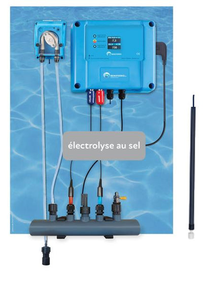 Salzwasseraufbereitung und pH-Wert-Regulierung, vormontierte Steuereinheit mit Ihrer eigenen Salzelektrolyse per Stecker