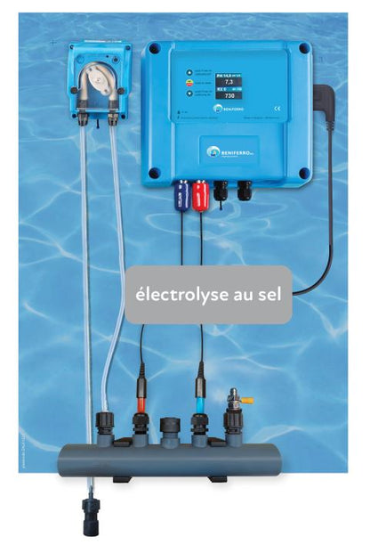 Salzwasseraufbereitung und pH-Wert-Regulierung, vormontierte Steuereinheit mit Ihrer eigenen Salzelektrolyse per Stecker