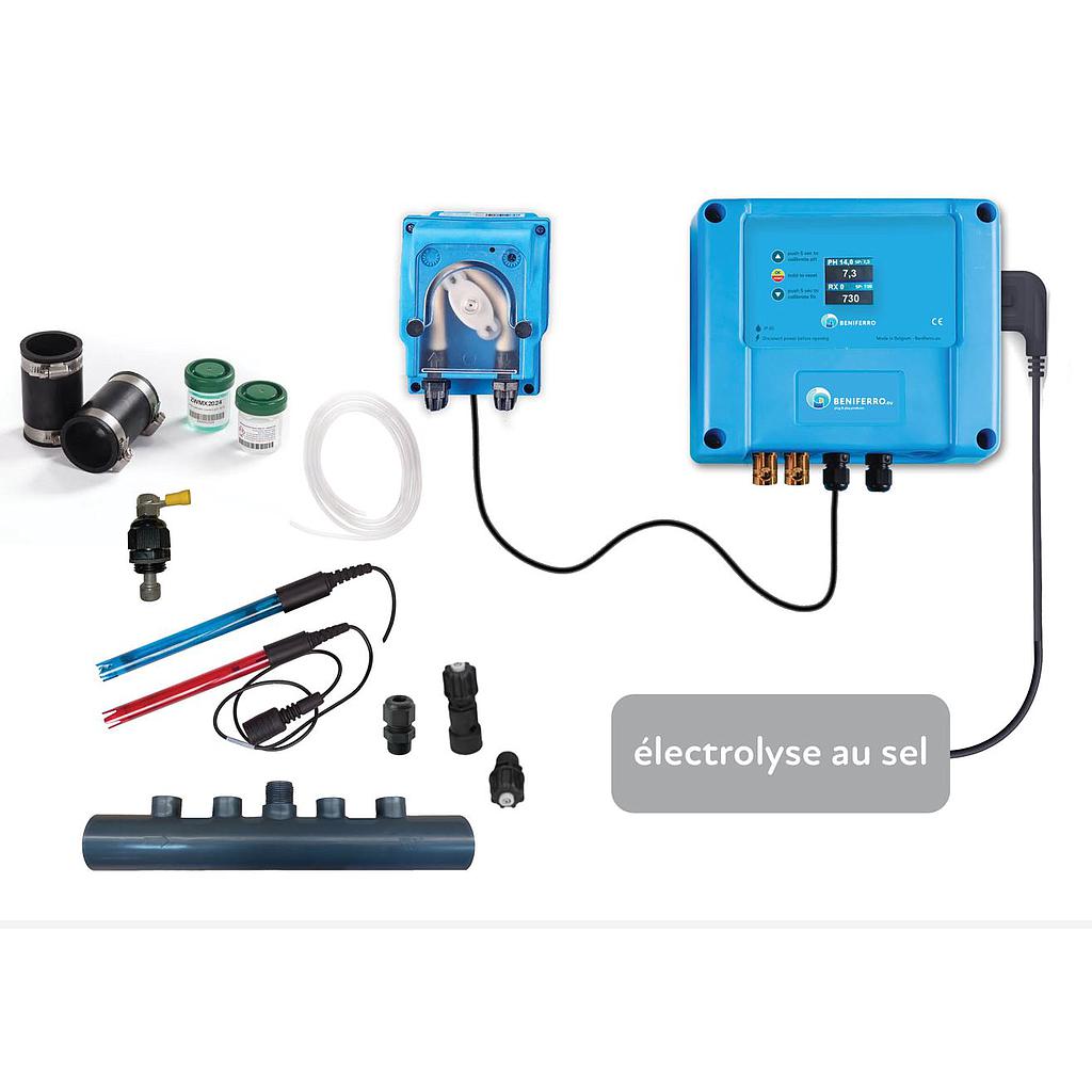 Salz-Elektrolyse-Steuergerät Selbstbausatz mit pH- und RX-Steuerung und Stecker Ihrer Wahl