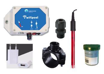 Wifipool module RX incl RX sonde Platinum  + aanboorzadel 50mm/ 1/2 inch + sondewartel + calibratievloeistof + usb transfostekker 1x zelfbouwpakket