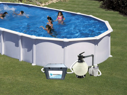 Salzelektrolyse SR montiert im Gehäuse mit pH-, RX- und Durchflussregelung – Pools bis 150m³ – WLAN | Schirm – optionale Füllstandsregelung