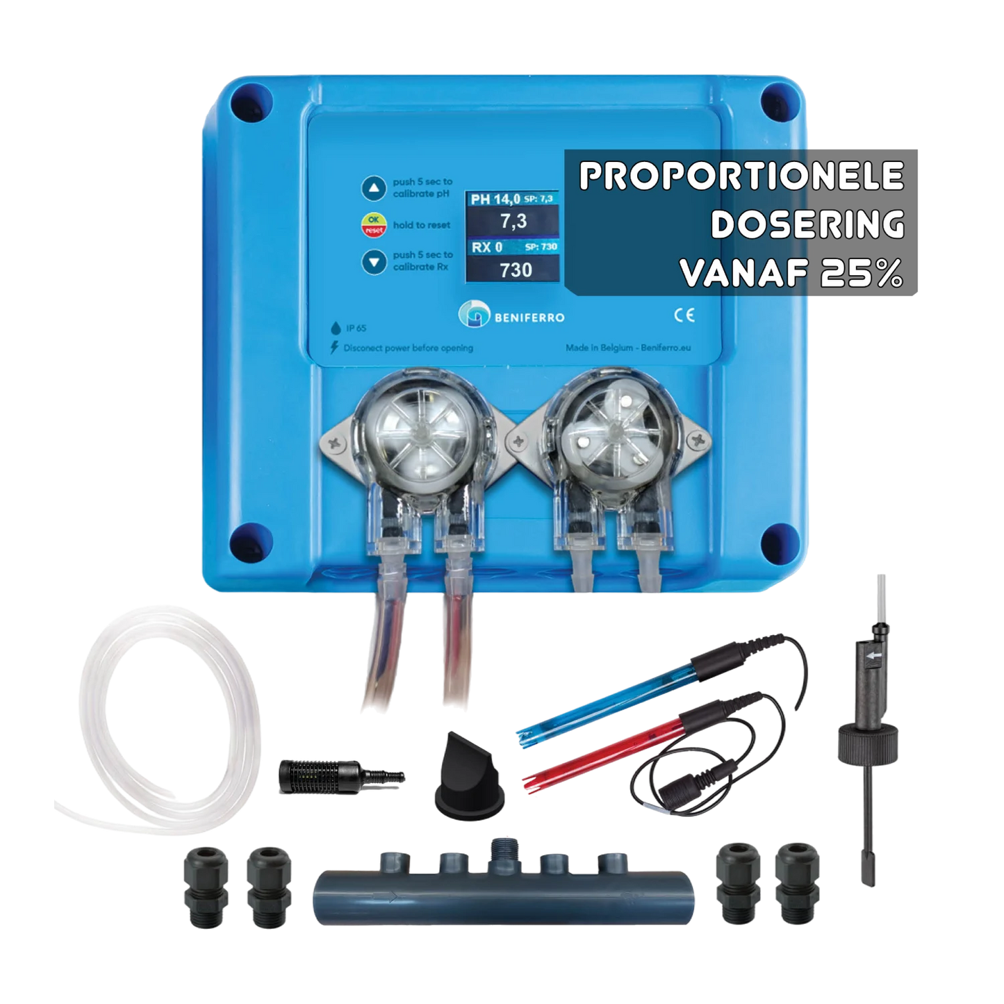 Kompaktes 12V Proportionales Dosiergerät flüssig pH- und Chlor - Pool TWIN COMBO - Selbstbausatz  für Pool von 10 bis 150m³