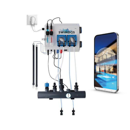 SwimDos WiFiPOOL PRO -i Durchfluss-/Niveauschaltern - 2 Temp.sensoren = 2x 220V Ausgang - Pool bis 150m³