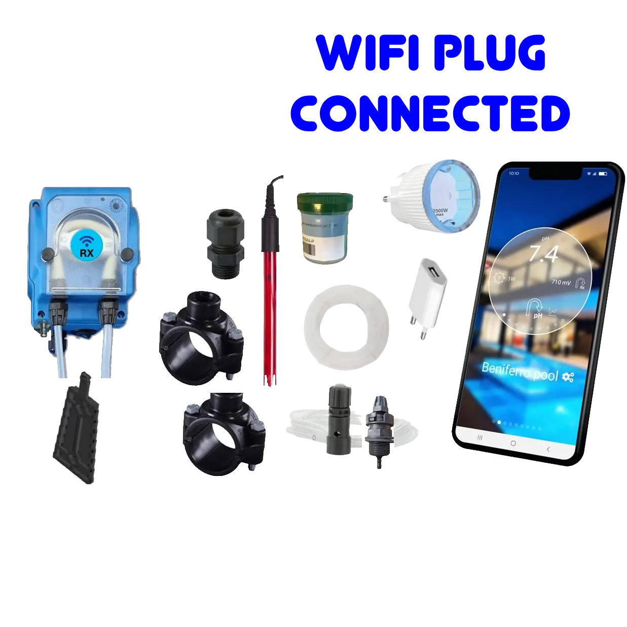 WiFiPOOL UNO-P RX Chlor Dosierpumpe Gen-1 - komplettes Installationskit - Pool bis 150m³